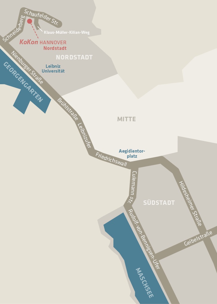 Anfahrtskarte zu Kokon Hannover in der Nordstadt